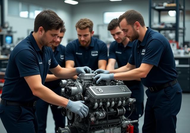 इंद्र ट्यूनर्स टीम एक इंजन के आसपास काम कर रही है